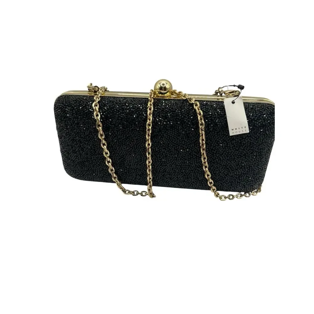 White House Black Market Black Crystal Box Clutch - Picture 4 of 5
